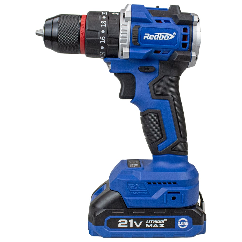Изображение товара Аккумуляторная дрель (шуруповерт) Redbo OAD-21PBL ударная бесщеточная (21В.,40Нм;2,0Ач;2Акк;Li-Ion, 23+1) 28307