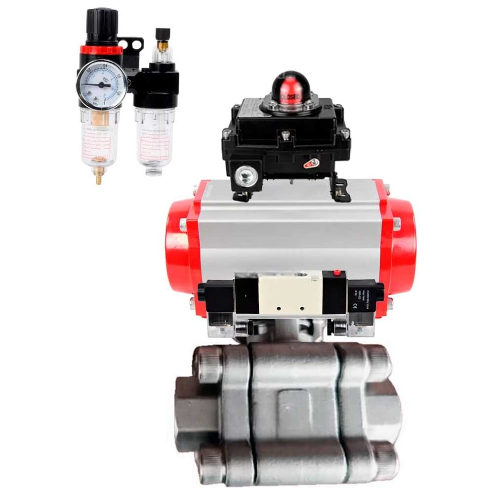 Изображение товара Кран шаровой DN50 Ру63 под приварку нержавеющая сталь с пневмоприводом DA-083