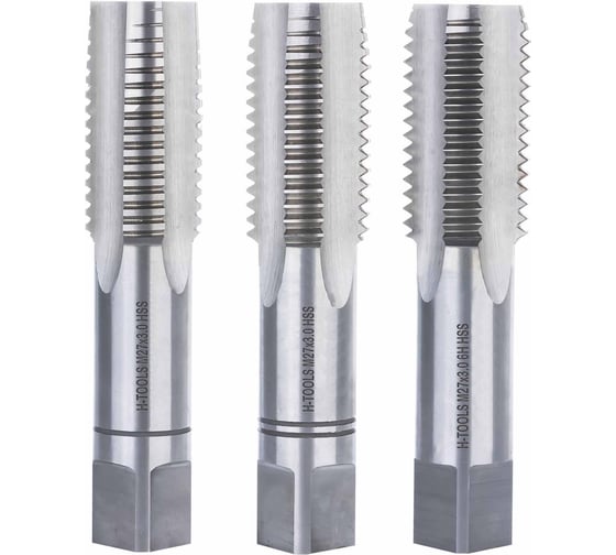 Изображение товара Метчик H-Tools М27, шаг 3.0мм, комплект из 3-х шт., DIN352, HSS-G 230270HT