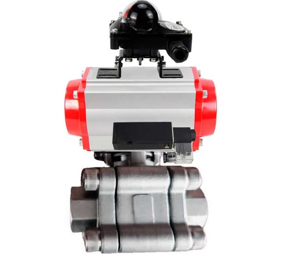 Изображение товара Кран шаровой DN.ru 316-316-PTFE-FP-SW-ISO-H Ду50 Ру63 под приварку, пневмопривод DA-083, пневмораспр. 24VDC, БКВ LSB-210 D160-76088