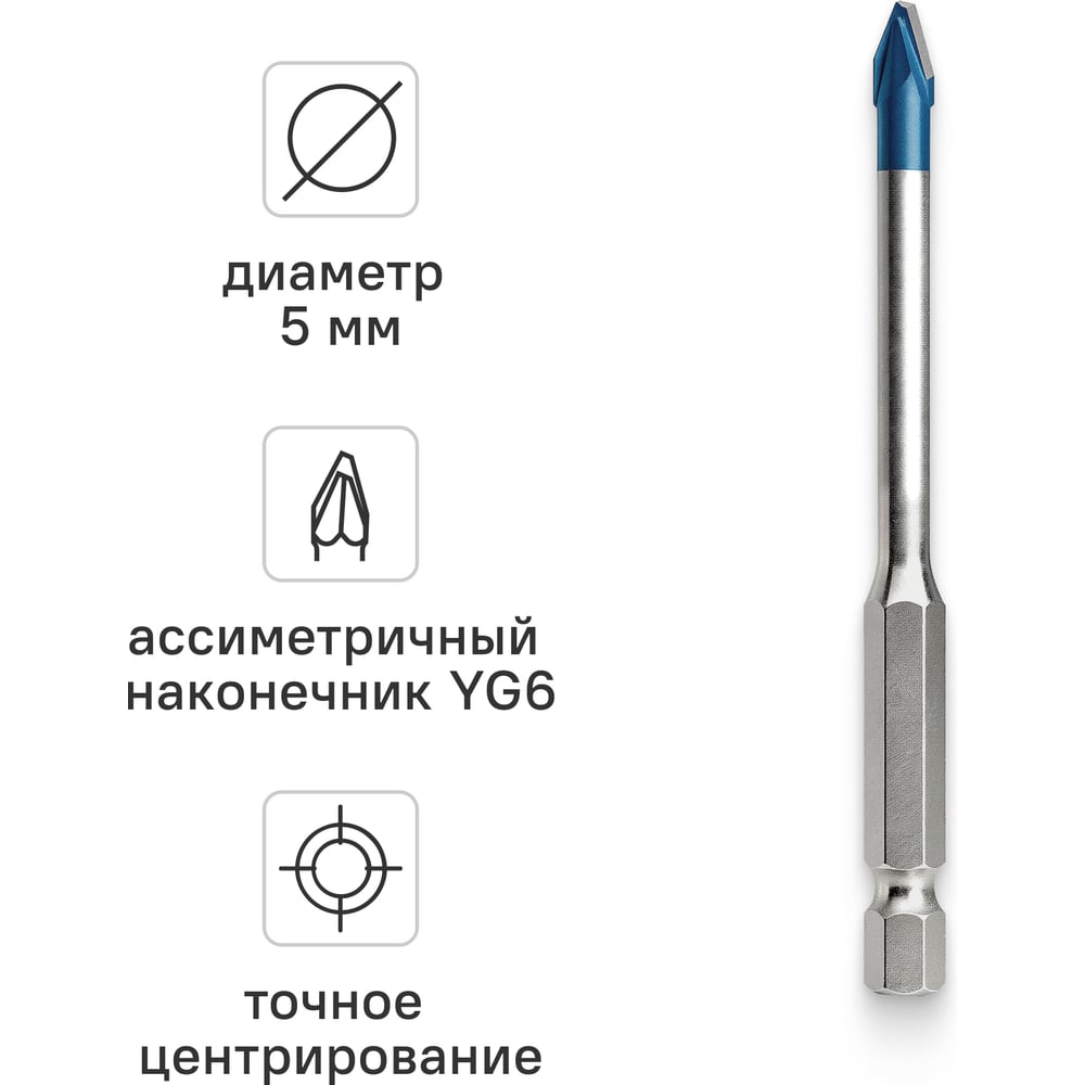 Изображение товара Сверло по керамограниту RAGE HARD CERAMIC HEX 5х90 мм Furious 554095