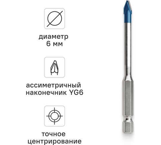 Изображение товара Сверло по керамограниту RAGE HARD CERAMIC HEX 6х90 мм Furious 554096