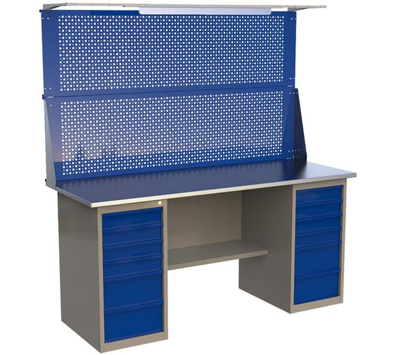 Изображение товара Верстак двухтумбовый ML6/ML6 с экраном 1800 и освещением IRONMEBEL M-ML6ML6MDCE1800ос