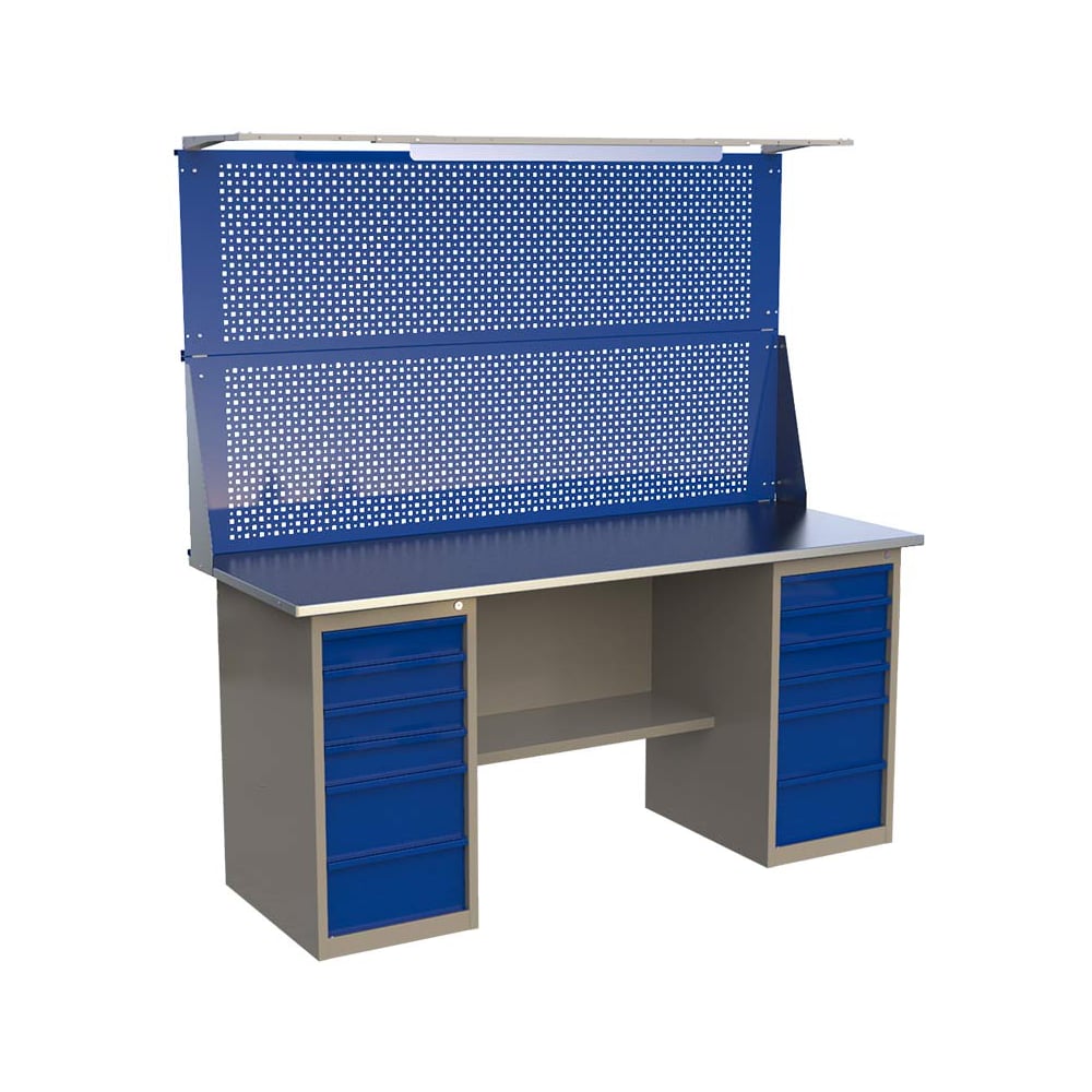 Изображение товара Верстак двухтумбовый ML6/ML6 с экраном 1400 и освещением IRONMEBEL M-ML6ML6MDCE1400ос