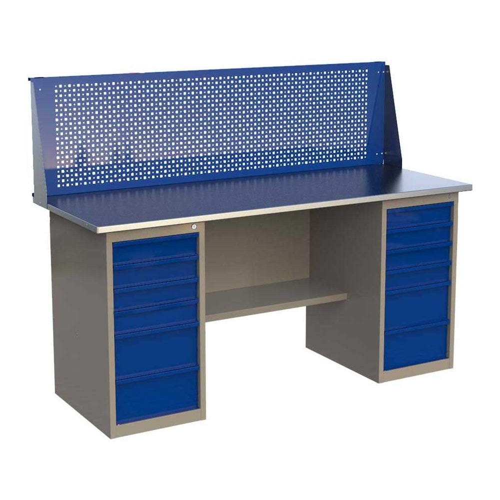 Изображение товара Верстак двухтумбовый ML6/ML6 с экраном 1400 IRONMEBEL M-ML6ML6MDCE1400