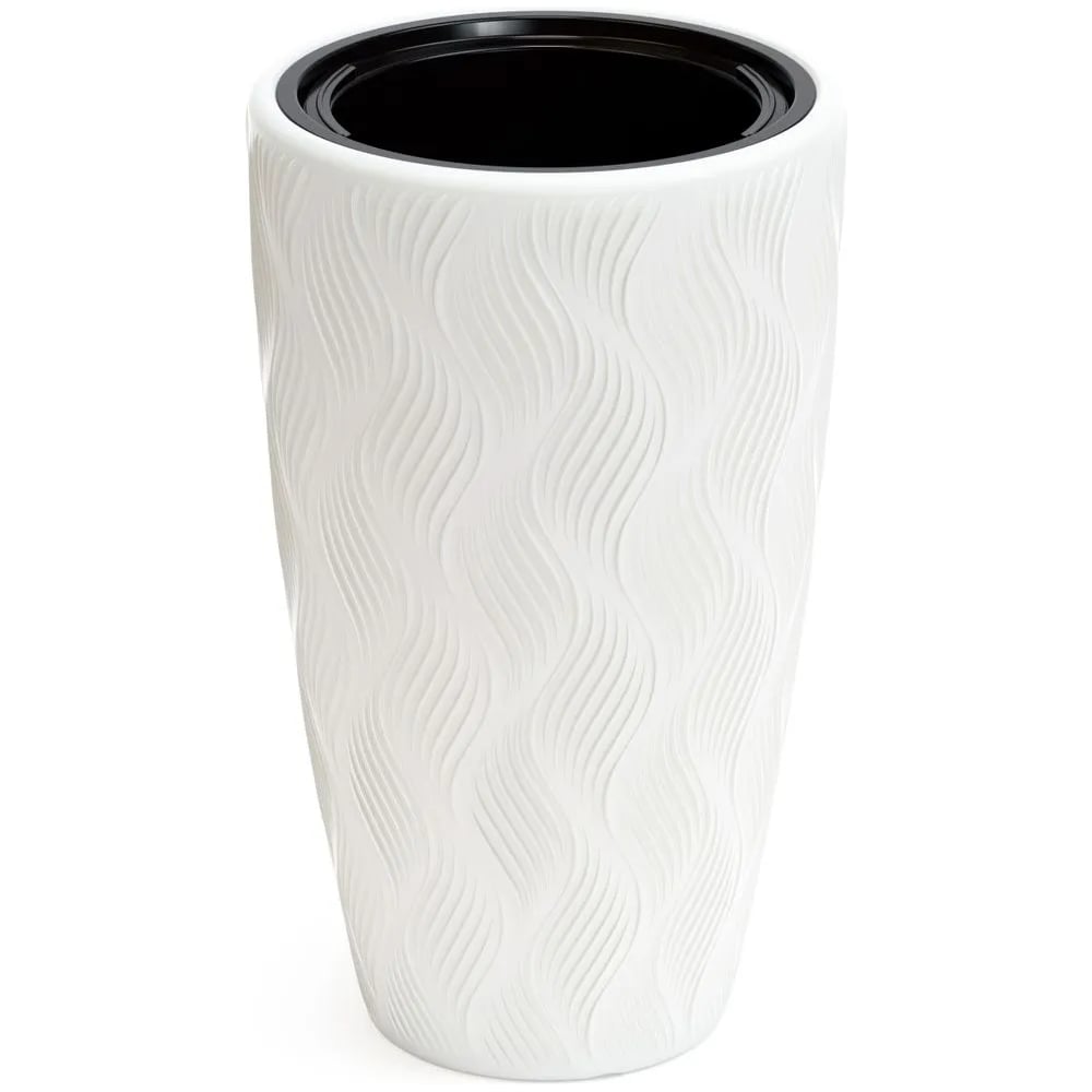 Изображение товара Кашпо ЗПИ Альтернатива Флэйм, 61 л, со вставкой 13 л, белый М8885