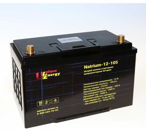Изображение товара Аккумуляторная батарея натрий-ионная Unique Energy Sodium 12V 105Ah R+ (обратная полярность) UE Sodium-12V-105Ah-R+ 4687207183581