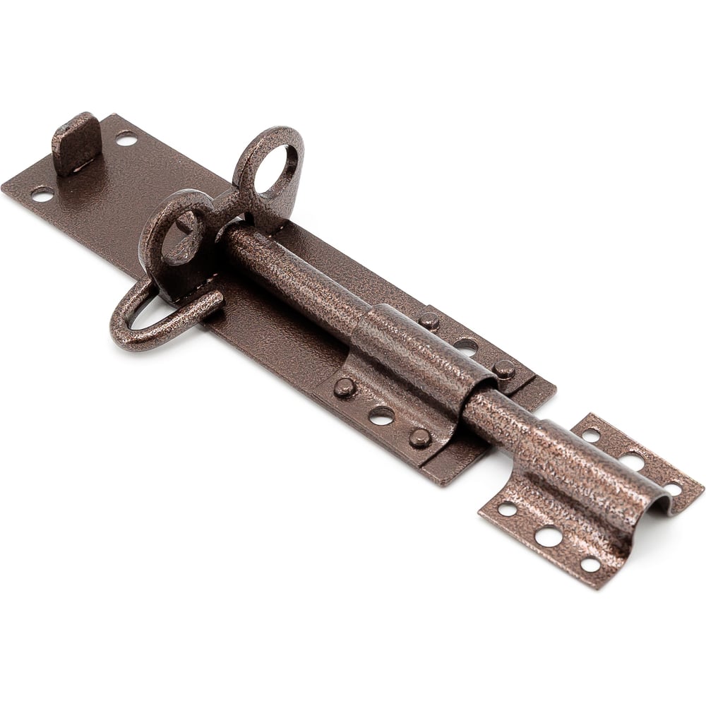 Изображение товара Засов СКОБЯНОЙ ЗТ 150 медь упак накладной для ворот калиток круглый ригель 12 мм