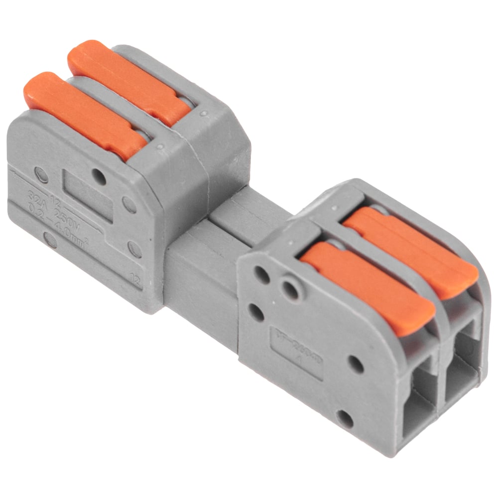 Изображение товара Клемма проходная REXANT СМК 222-422R разъемная, 2 полюса, серая, 0.2-2.5/4мм2, 5 шт 07-5262-5