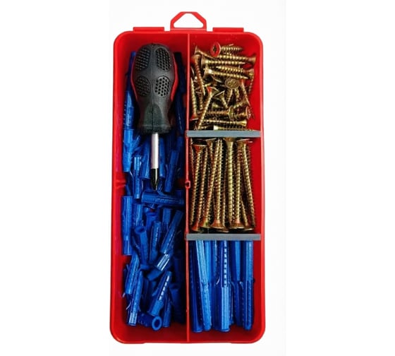 Изображение товара Шурупы с дюбелями и отверткой 23 Болта в органайзере НАБОР 15 1000182