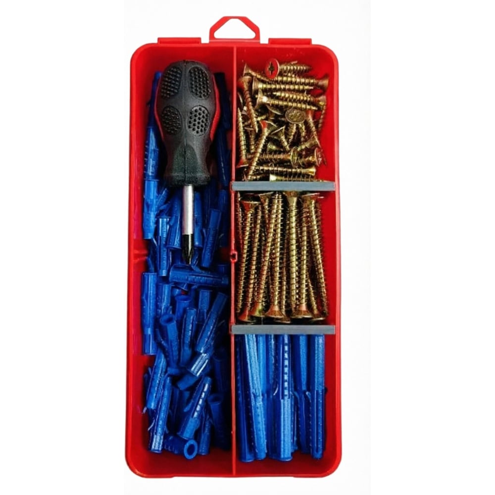 Изображение товара Шурупы с дюбелями и отверткой 23 Болта в органайзере НАБОР 9 1000176