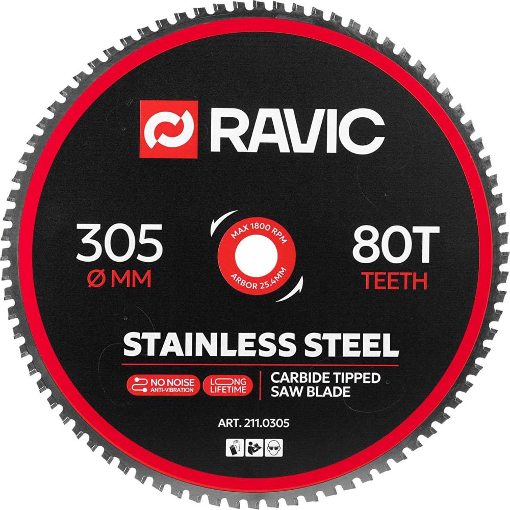 Изображение товара Диск Ravic по нержавеющей стали 305 мм 80 зубьев 2,2×1,8 мм 25,4 мм