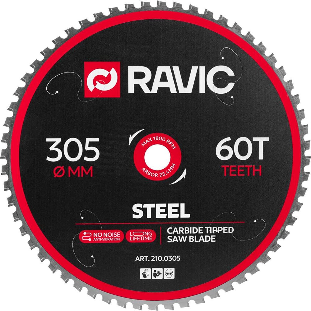 Изображение товара Диск Ravic 305x2.2x25.4 мм Z60 по стали, 60 зубьев