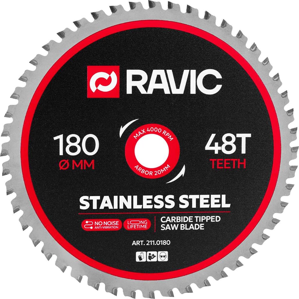 Изображение товара Диск пильный по нержавеющей стали Ravic 180х1.8/1.4х20 мм, Z=48 211.018