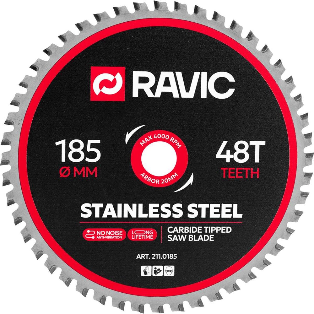 Изображение товара Диск пильный по нержавеющей стали Ravic 185х1.8/1.4х20 мм, Z=48 211.0185