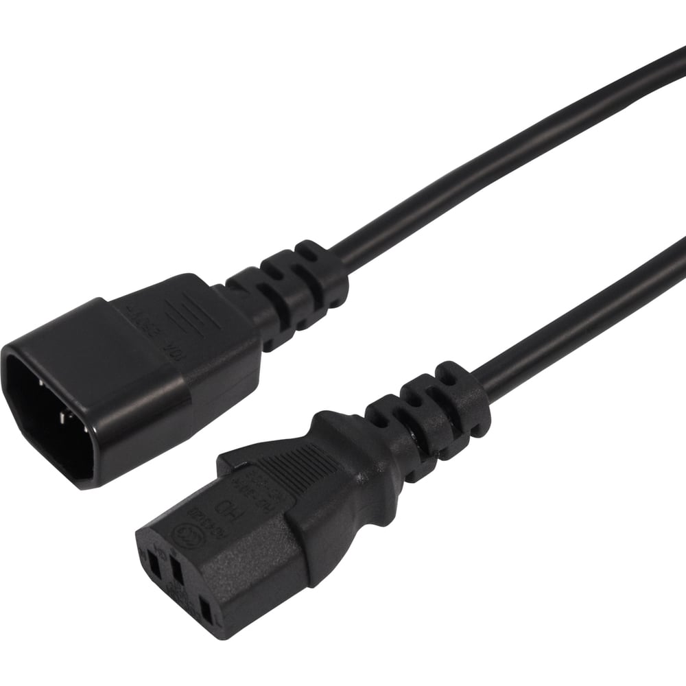 Изображение товара Шнур сетевой REXANT IEC 320 C13 – IEC 320 C14 3x1мм2, 10A, длина 1.8м 04-2728