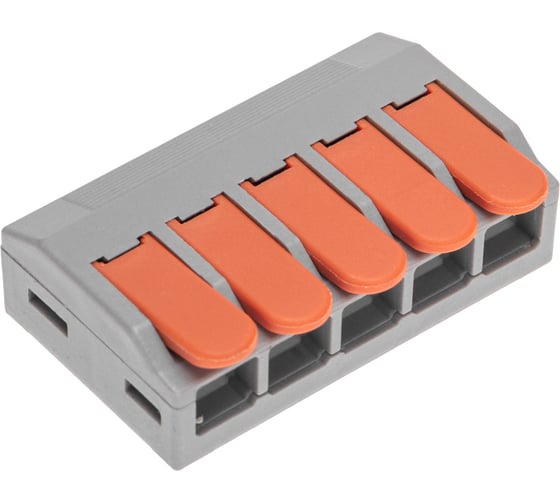 Изображение товара Универсальная клемма REXANT СМК 222-615/221-615, 5-проводная, серая, 0.5-4/6 мм2, 5 шт. 07-5273-5