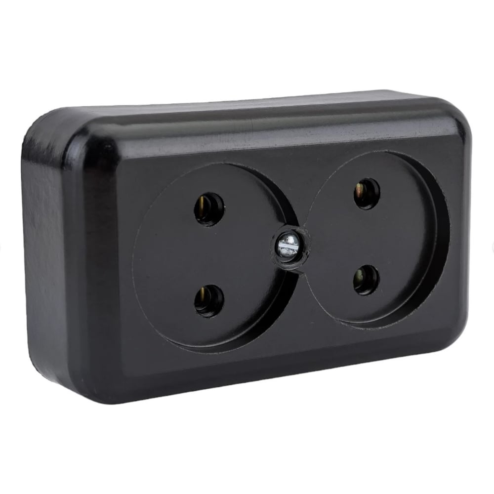 Изображение товара Розетка Ливны-Электро РА 10-009 2-х местная, черная, 130 шт. РАф 932.1