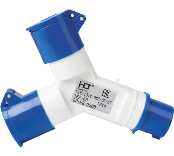 Изображение товара Розетка двухлучевая HLT 1012 2Р+РЕ, 16А, 220В, IP44, 5шт./уп. 083-03-67