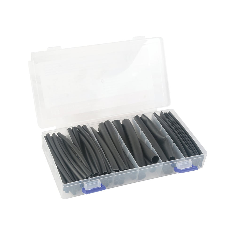 Изображение товара Термоусаживаемая трубка HLT ТУТк №3-1(3:1) набор в боксе: черная, 3/1-20шт, 4.8/1.6-15шт, 6/2-9шт, 9/3-8шт, 12/4-7шт, 100мм 084-15-403