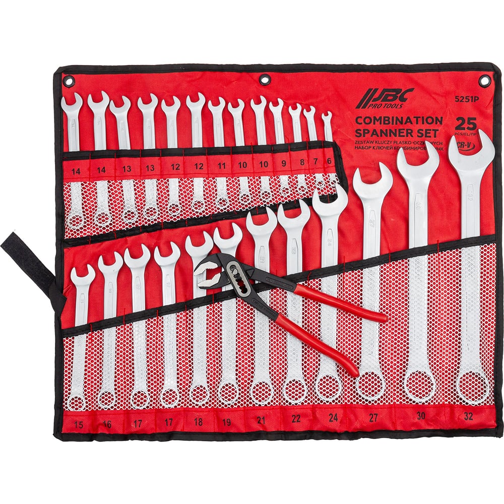 Изображение товара Комбинированные ключи JBC 25 предметов 6-32 мм, CrV, антикоррозийное покрытие