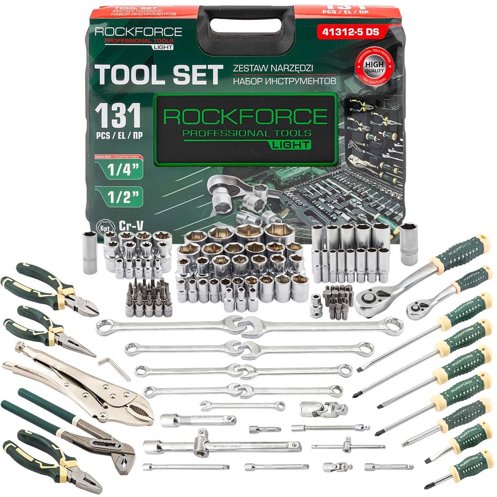 Изображение товара Набор инструментов Rockforce 131 предмет RF LIGHT-41312-5 DS(64120) Изображение товара Набор инструментов Rockforce 131 предмет RF LIGHT-41312-5 DS(64120)