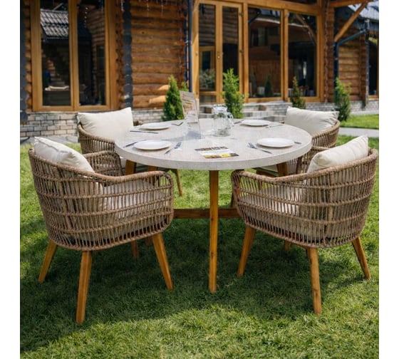 Изображение товара Набор садовой мебели Royal Family ELEONORA, обеденный комплект на 4 персоны из акации 113-120-21