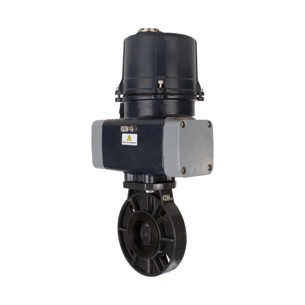 Изображение товара Затвор дисковый DN.ru НПВХ-НПВХ-E-2W-Fb-ISO Дн200 Ру10, электропривод ЭПВП-007 220В D050-87876