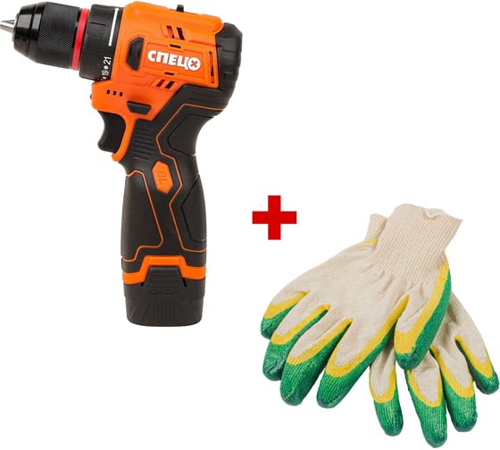 Изображение товара Дрель-шуруповерт Спец БДА-16-Б, аккуммуляторная,бесщеточная,16В, 2аккум *2,0Ач, 45Нм, реверс + перчатки СПЕЦ-4192/И-8076-И