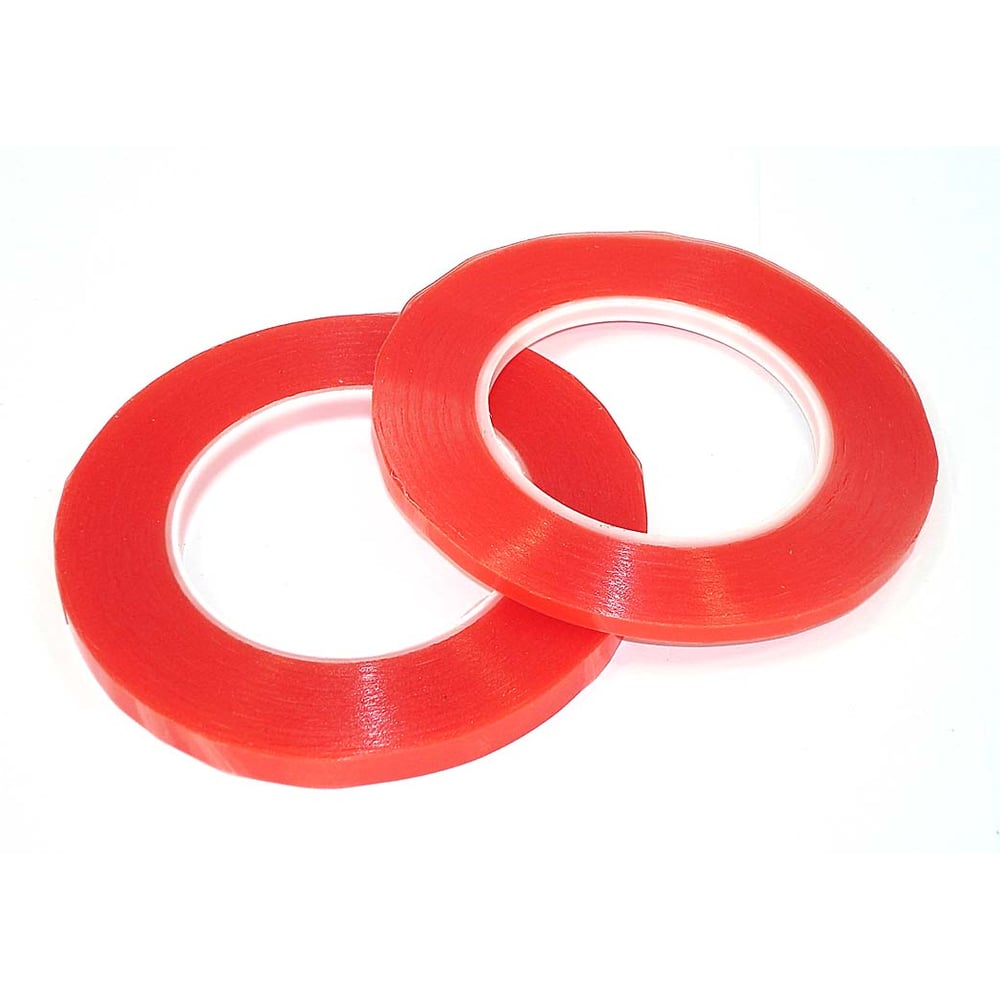 Изображение товара Скотч двусторонний Amperin прозрачный 3M с красной защитной лентой ширина 3мм 25м 057800