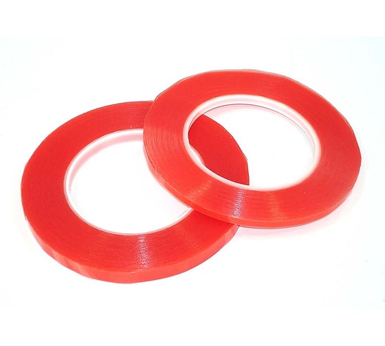 Изображение товара Скотч двусторонний Amperin прозрачный 3M с красной защитной лентой ширина 3мм 25м 057800