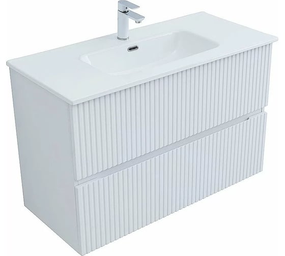 Изображение товара Тумба подвесная с раковиной Aquanet Джейн 100 Flat, цвет белый сатин 00334581