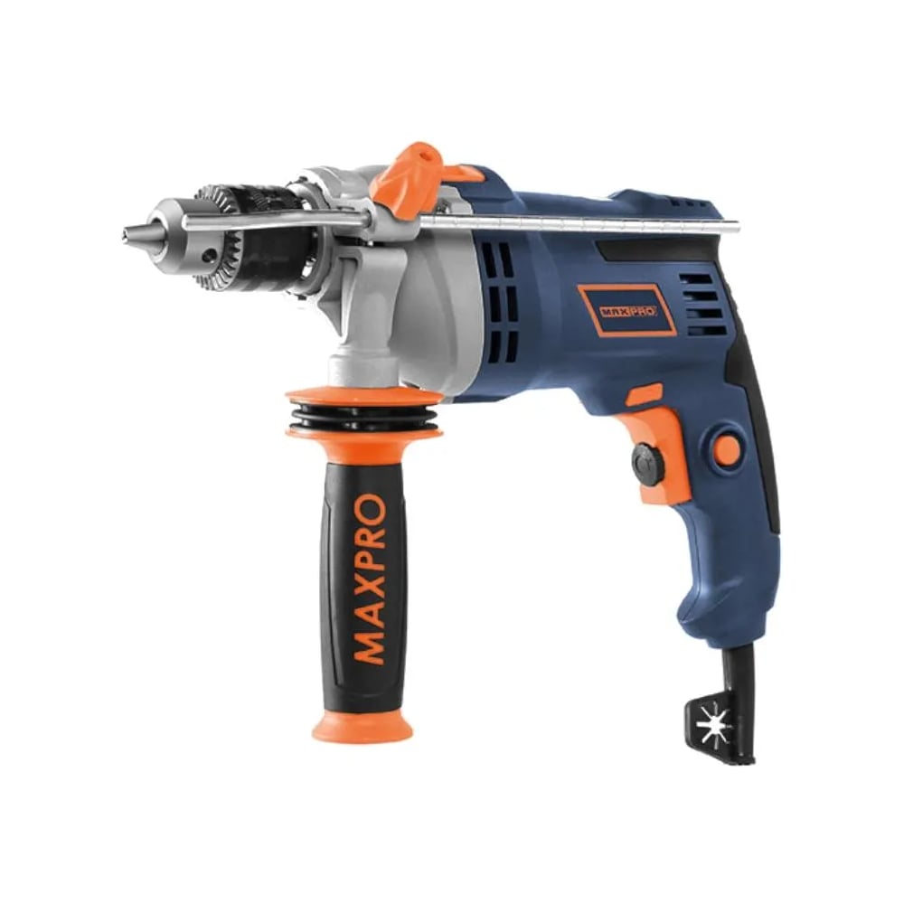 Изображение товара Дрель ударная MAX-PRO 850 Вт, 0-3000 об/мин, ключевой патрон 1,5-13 мм, 2,4 кг, антивибрационная ручка, меалл. корпус редуктора, резиновые вставки, ко 85068