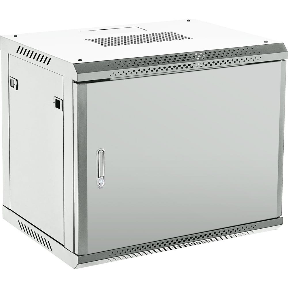 Изображение товара Настенный телекоммуникационный шкаф REXANT 19", 12U, 600х600мм, дверь металл, с задней стенкой, разборный, серый (RAL 7035) 04-1266-121