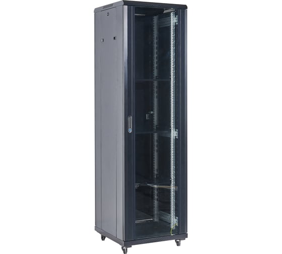Изображение товара Шкаф телекоммуникационный напольный REXANT 19", 42U, 800х800мм, дверь стекло, разборный, серый (RAL 7035) 04-4288-211