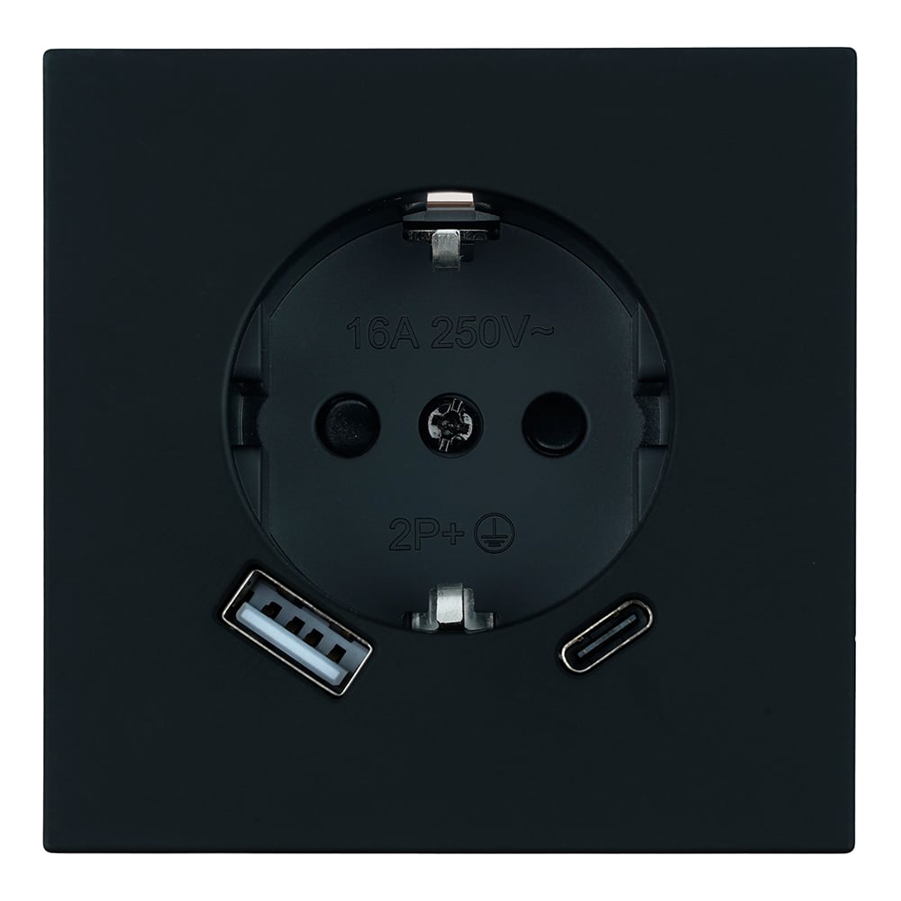 Изображение товара STEKKER RST16-3119-05: розетка с USB-C, USB и силовой 16А, IP20