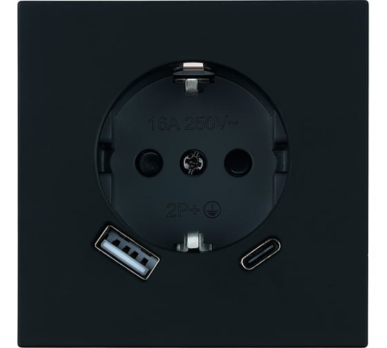 Изображение товара Розетка 1-местная STEKKER RST16-3119-05 с заземлением и защитными шторками, 16А, USB Type C, механизм 50452