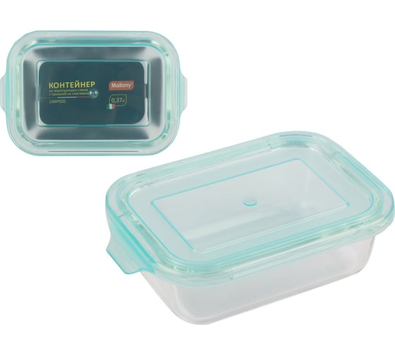 Изображение товара Контейнер Mallony LIMPIDO 370 мл из жаропрочного стекла с крышкой из пластмассы прямоугльный, температура -20 до +200 С 00 5479
