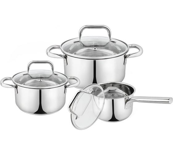 Изображение товара Набор кастрюль Pomi d'Oro 20 см, 24 см и ковш 16 см с крышками P-640555 Vittoria