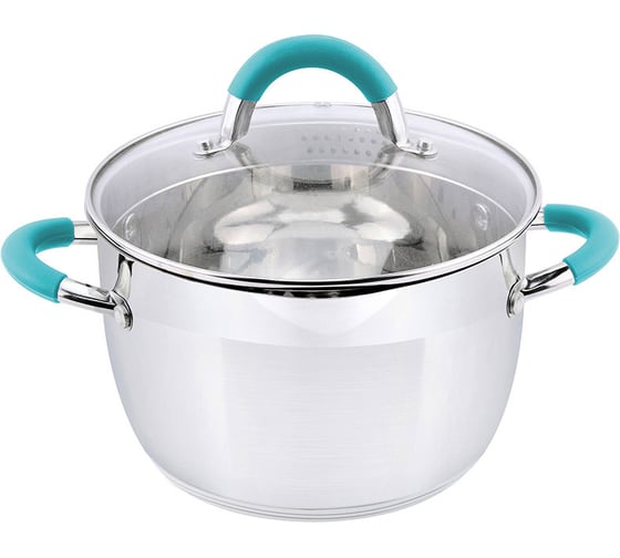 Изображение товара Кастрюля Mallony BRAVO объем 2.9 л из нержавеющей стали с крышкой из жаропрочного стекла размер 18x115 см 5429