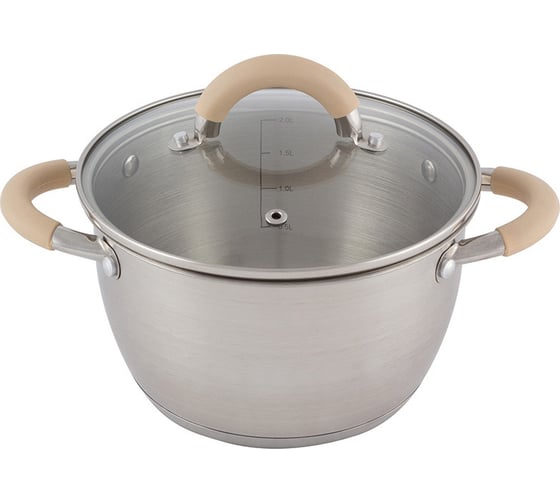 Изображение товара Кастрюля Mallony Fortuna объем 2.5 л из нержавеющей стали с крышкой матовый корпус ручки с силиконом 7218