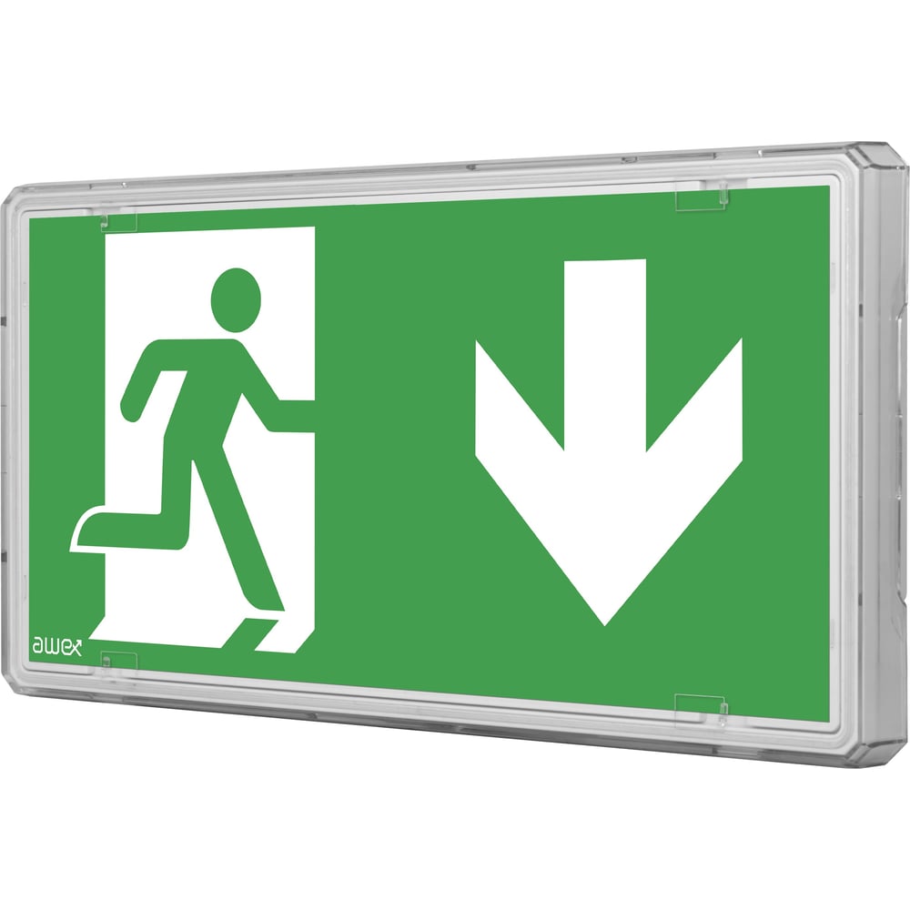 Изображение товара Аварийный светильник Awex EXIT L постоянный 1Вт 3ч кнопка тест IP65 на поверхность ETL/1W/C/3/SA/PT/WH