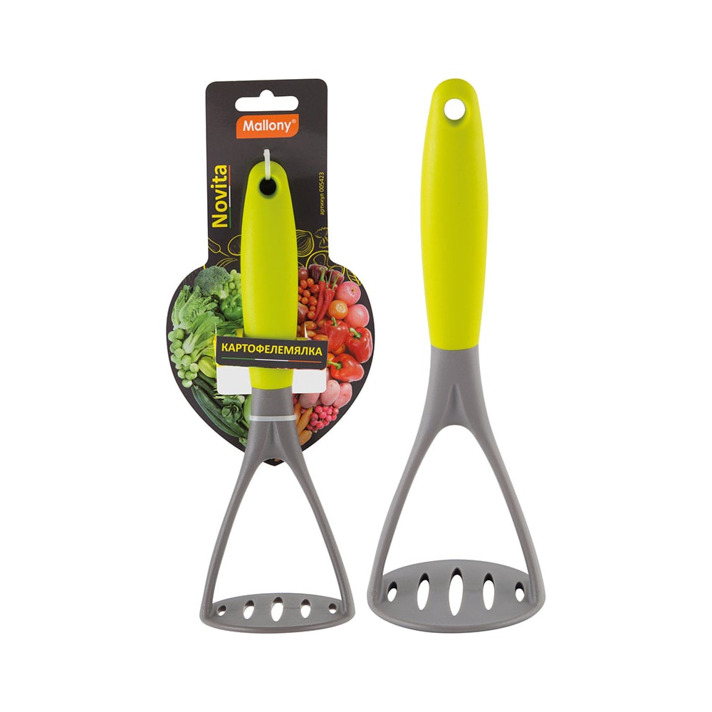 Изображение товара Картофелемялка-толкушка Mallony Novita из нейлона с цветной ручкой из TPR 005423