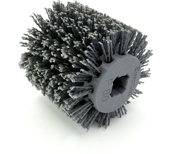 Изображение товара Нейлоновая щетка валик EuroCut Д105мм, ворс полимер абразив P80 по дереву на ЩШМ (код Р2-016) МВ.168.Р80