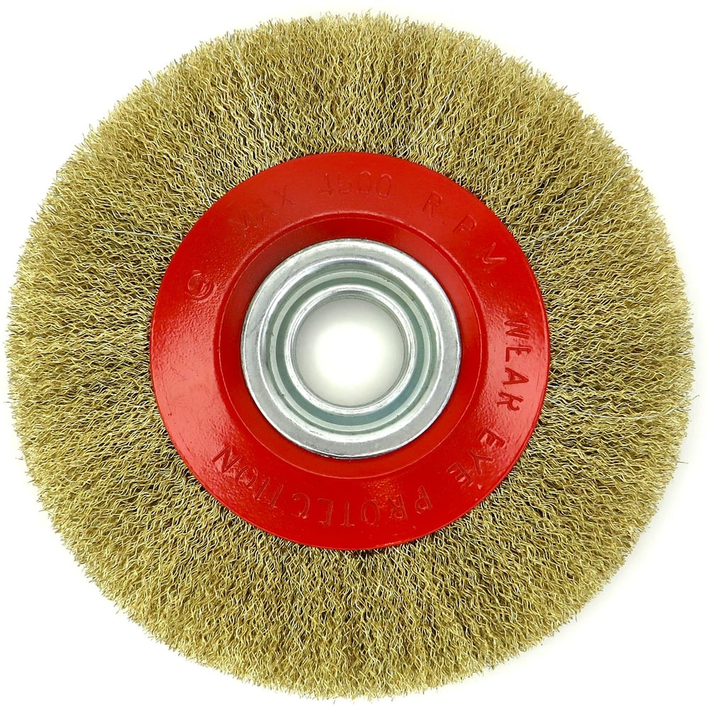 Изображение товара Щетка дисковая EuroBrush Д200х25х32+адаптеры, ворс гофр латунир-я сталь 0,30, до 4500 об/мин (код 13-125) EB-LBS5