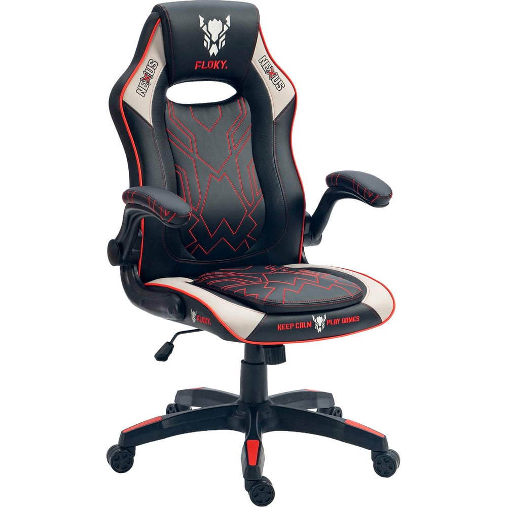 Изображение товара Floky NEXUS Grey-Red - игровое кресло с регулировками и поясничной поддержкой