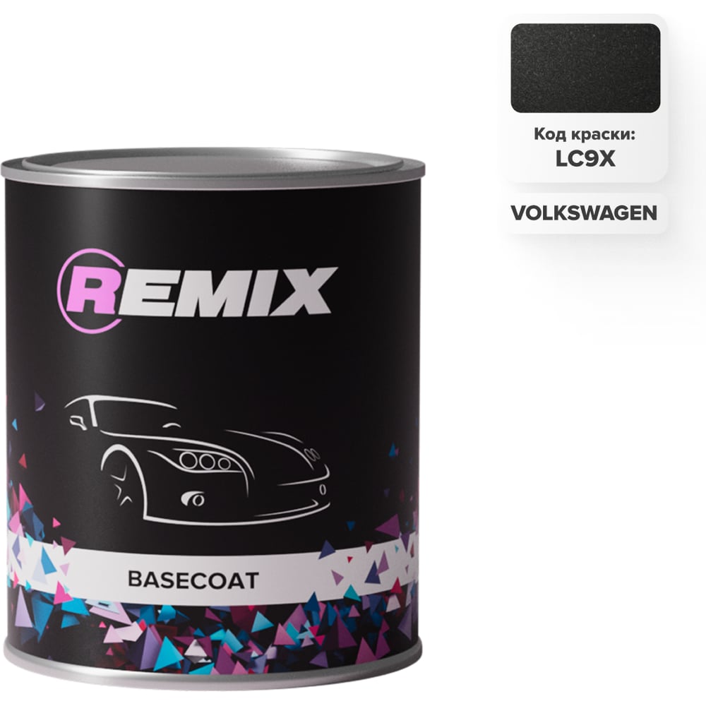 Изображение товара REMIX автоэмаль RR VW LC9X Deep Black - 0, 9 л, черный перламутр