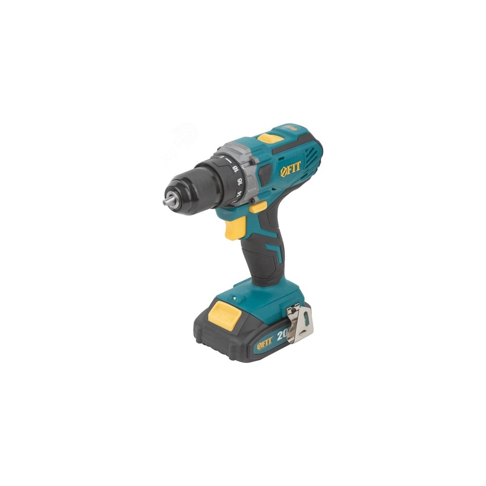 Изображение товара Дрель-шуруповерт аккумуляторный FIT 20 В, 0-400/1400 об/мин, 40 Нм, 2 (Li-Ion) 2,0 Ач, 1,25 ч., рез. накл., кейс 79901