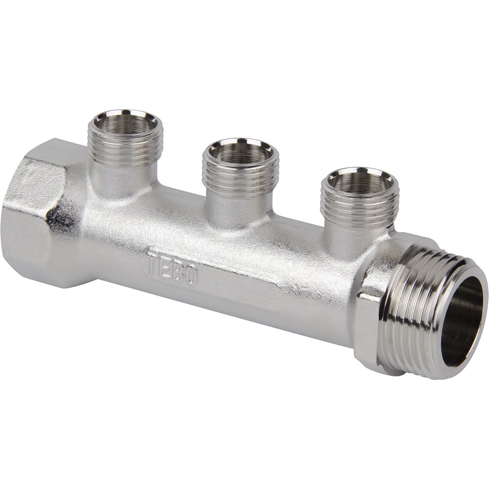 Изображение товара Коллектор TEVO 3/4х3х1/2 НАР латунь никель 3 выхода