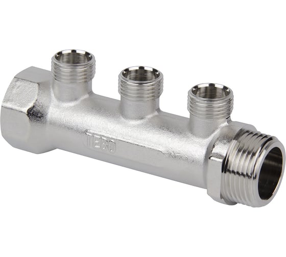 Изображение товара Коллектор с патрубками 3/4"х1/2" НР 3 выхода TEBO T-КБ.103.34-12.3.CN